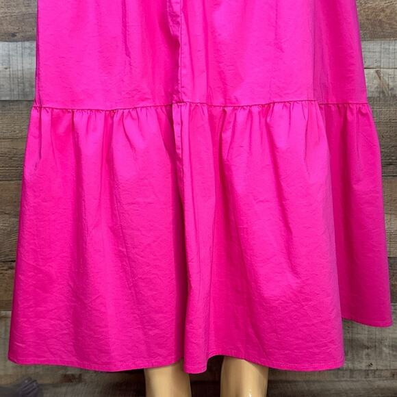 New York & Company Bright Pink Strapless Button Front Maxi Dress SZ Large - Picture 9 of 14